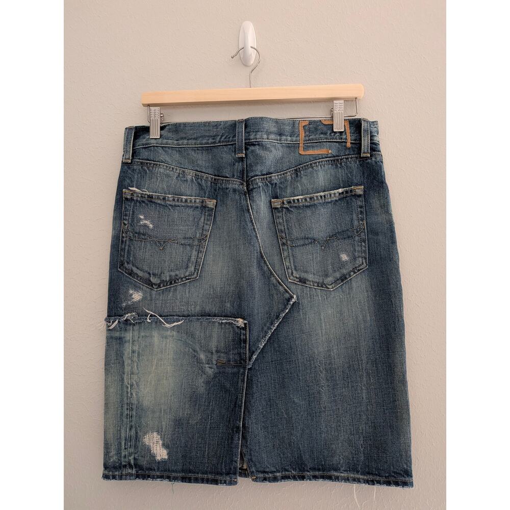 Polo Ralph Lauren Women's Patchwork Denim Skirt Size 8 Distressed Jean Vintage - Picture 3 of 8